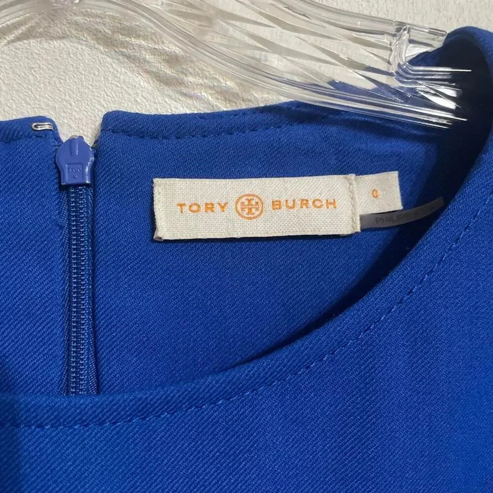 Tory Burch Wool Blend Tiered Tie Waist A-Line Dress in Blue Size 0